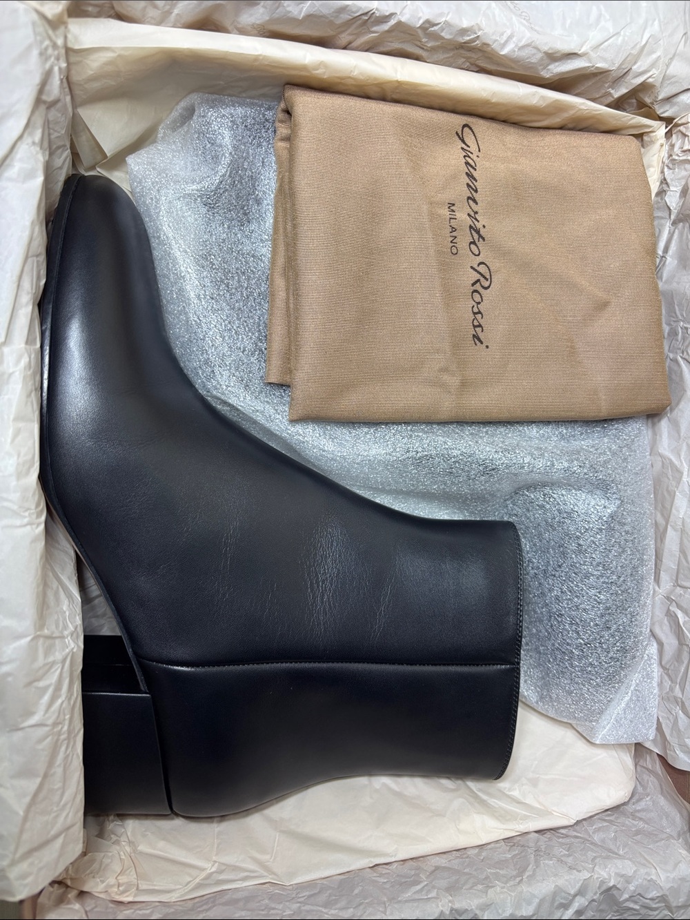 Gianvito Rossi Black Calf Leather Ankle Boots - Joelle 45 NIBox Size 38 - Picture 12 of 13